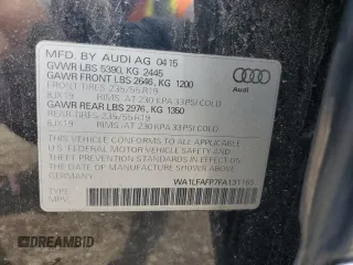 2015 Audi Q5 Premium Plus with VIN WA1LFAFP7FA131185, listed as a Copart auction lot 59782215 with 164,907 mi miles and Salvage title. Bid and sale history available at DreamBid. Image 13.