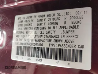 2012 Acura TSX Technology с VIN JH4CU2F66CC002510, выставлен на аукционе IAAI как лот 42378235 с пробегом 204 486 миль миль и . История ставок и продаж доступна на DreamBid. Изображение 9.