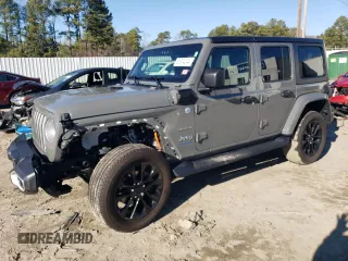 2021 Jeep Wrangler Unlimited Sahara with VIN 1C4JJXP68MW800049, listed as a Copart auction lot 85974244 with 21,434 mi miles and Salvage Title. Bid and sale history available at DreamBid. Image 1.