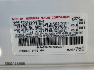 2014 Mitsubishi Outlander SE z VIN JA4AZ3A39EZ016327, wystawiony jako Copart lot #59977075 z przebiegiem 77 214 mil mil oraz Szkoda całkowita • Salvage title. Historia ofert i sprzedaży dostępna na DreamBid. Obrazek 13.
