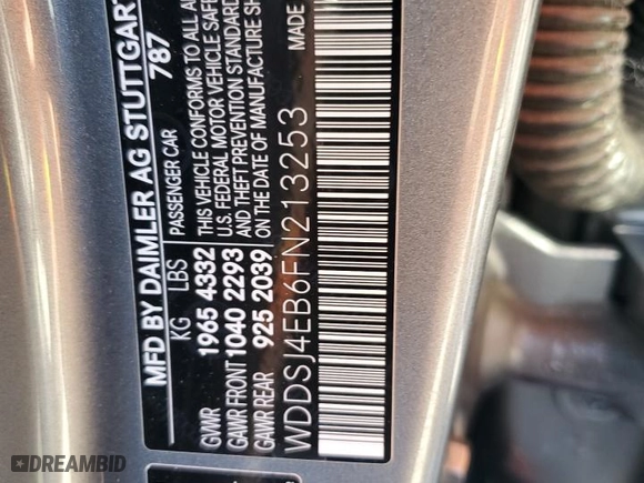 2015 Mercedes-Benz CLA-Class CLA 250 with VIN WDDSJ4EB6FN213253, listed as a Copart auction lot 46522405 with 0 mi miles and Salvage Title. Bid and sale history available at carsss.com. Image 12.