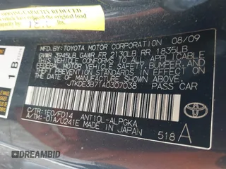 2010 Scion tC z VIN JTKDE3B71A0307038, wystawiony jako IAAI lot #39720503 z przebiegiem 133 853 mil mil oraz . Historia ofert i sprzedaży dostępna na DreamBid. Obrazek 9.