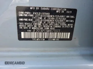 2021 Subaru Crosstrek Premium with VIN JF2GTAPC6MH671077, listed as a Copart auction lot 60697155 with 39,473 mi miles and Salvage title. Bid and sale history available at DreamBid. Image 13.