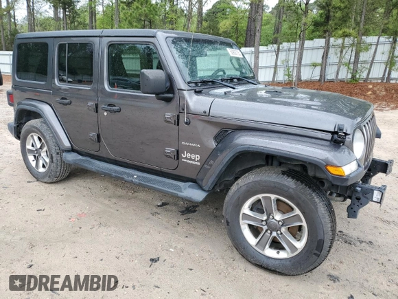 2020 Jeep Wrangler Unlimited Sahara with VIN 1C4HJXEN2LW149623, listed as a Copart auction lot 50906705 with 71,919 mi miles and Salvage title. Bid and sale history available at DreamBid. Image 4.