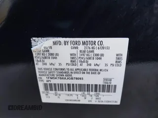 2018 Ford Explorer with VIN 1FM5K7B8XJGB78093, listed as a IAAI auction lot 41642043 with 95,311 mi miles and . Bid and sale history available at DreamBid. Image 9.