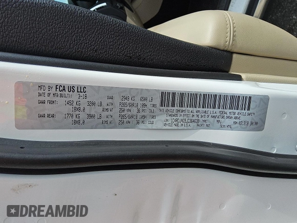 2018 Dodge Durango SXT with VIN 1C4RDJAG9JC364639, listed as a Copart auction lot 54179475 with 107,250 mi miles and Clean title. Bid and sale history available at DreamBid. Image 13.