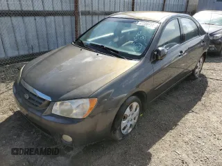 2005 Kia Spectra LX with VIN KNAFE122X55205090, listed as a Copart auction lot 47280455 with 221,521 mi miles and Clean Title. Bid and sale history available at carsss.com. Image 1.
