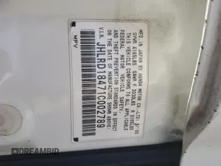 2001 Honda CR-V LX with VIN JHLRD18471C002789, listed as a Copart auction lot 57773994 with 192,612 mi miles and Salvage Title. Bid and sale history available at carsss.com. Image 15.