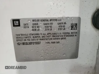 2014 Chevrolet Malibu LS with VIN 1G11B5SL9EF215537, listed as a Copart auction lot 55516365 with 125,517 mi miles and Salvage Title. Bid and sale history available at DreamBid. Image 12.