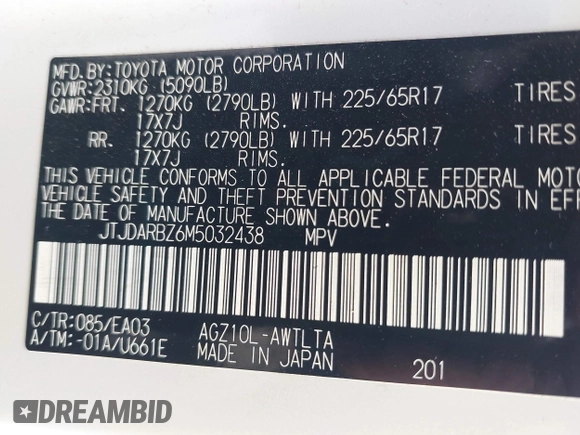 2021 Lexus NX 300 with VIN JTJDARBZ6M5032438, listed as a IAAI auction lot 42592467 with 39,162 mi miles and . Bid and sale history available at DreamBid. Image 9.