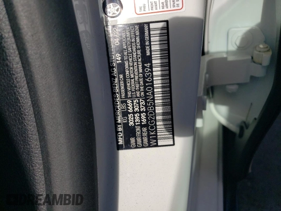 2022 Mercedes-Benz EQS with VIN W1KCG2DB5NA016394, listed as a Copart auction lot 78025024 with 12,621 mi miles and Salvage Title. Bid and sale history available at carsss.com. Image 12.