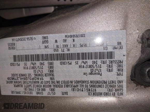 2017 Ford Focus Titanium with VIN 1FADP3J26HL279839, listed as a IAAI auction lot 42466826 with 202,795 mi miles and . Bid and sale history available at DreamBid. Image 9.