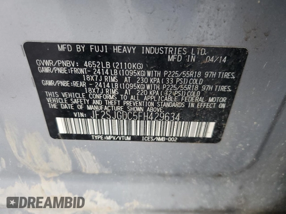 2015 Subaru Forester 2.0XT Premium with VIN JF2SJGDC5FH429634, listed as a Copart auction lot 43223925 with 128,284 mi miles and Salvage Title. Bid and sale history available at carsss.com. Image 16.