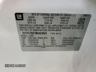 2011 GMC Terrain SLE-2 with VIN 2CTFLTEC7B6424523, listed as a Copart auction lot 49105695 with 144,633 mi miles and Salvage title. Bid and sale history available at DreamBid. Image 13.