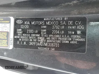 2021 Kia Forte GT-Line with VIN 3KPF34AD7ME316731, listed as a Copart auction lot 43587045 with 149,528 mi miles and Salvage Title. Bid and sale history available at carsss.com. Image 13.
