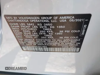 2022 Volkswagen Atlas SE with VIN 1V2KE2CA5NC201682, listed as a IAAI auction lot 40238163 with 44,790 mi miles and . Bid and sale history available at DreamBid. Image 9.