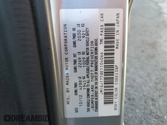 2014 Mazda Mazda6 i Touring with VIN JM1GJ1T58E1104066, listed as a Copart auction lot 46655205 with 130,857 mi miles and Salvage Title. Bid and sale history available at carsss.com. Image 13.