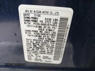 2009 Nissan Murano S with VIN JN8AZ18WX9W148342, listed as a IAAI auction lot 41742440 with 223,113 mi miles. Bid and sale history available at carsss.com. Image 9.