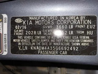 2016 Kia Rio LX with VIN KNADM4A35G6692492, listed as a IAAI auction lot 41623039 with NaN miles. Bid and sale history available at carsss.com. Image 9.