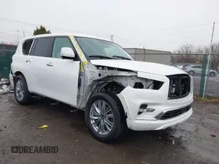 2019 Infiniti QX80 LUXE with VIN JN8AZ2NE9K9235168, listed as a IAAI auction lot 41894610 with 82,977 mi miles. Bid and sale history available at carsss.com. Image 1.