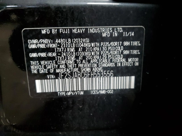 2015 Subaru Forester 2.5i with VIN JF2SJABC6FH553556, listed as a Copart auction lot 55351335 with 101,863 mi miles and Non Repairable. Bid and sale history available at DreamBid. Image 13.