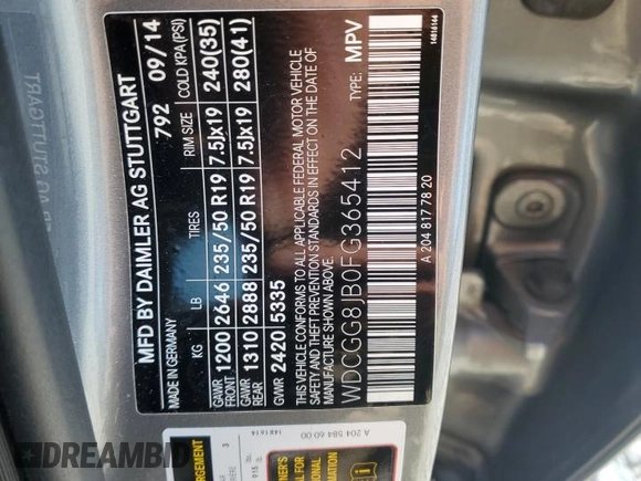 2015 Mercedes-Benz GLK 350 with VIN WDCGG8JB0FG365412, listed as a Copart auction lot 71554774 with 91,043 mi miles and Clean Title. Bid and sale history available at DreamBid. Image 14.