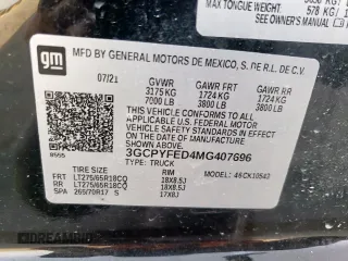 2021 Chevrolet Silverado 1500 LT Trail Boss with VIN 3GCPYFED4MG407696, listed as a Copart auction lot 48462875 with Not Provided miles and Salvage Title. Bid and sale history available at DreamBid. Image 13.