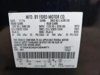 2017 Ford Explorer XLT with VIN 1FM5K8D82HGB44971, listed as a IAAI auction lot 42501912 with 117,202 mi miles and . Bid and sale history available at DreamBid. Image 9.