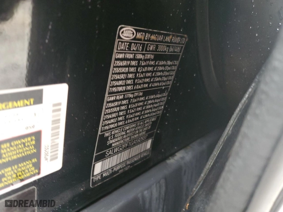 2016 Land Rover Range Rover Sport V6 SE with VIN SALWG2PF1GA592937, listed as a Copart auction lot 47589145 with 83,087 mi miles and Salvage Title. Bid and sale history available at carsss.com. Image 13.