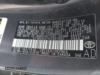 2012 Toyota Corolla L with VIN 2T1BU4EE1CC867992, listed as a IAAI auction lot 42155010 with 168,131 mi miles and . Bid and sale history available at DreamBid. Image 9.