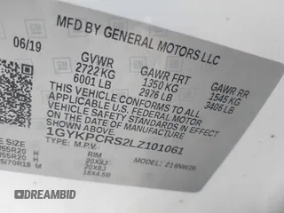 2020 Cadillac XT6 FWD Premium Luxury z VIN 1GYKPCRS2LZ101061, wystawiony jako IAAI lot #42113360 z przebiegiem Nie podano mil oraz . Historia ofert i sprzedaży dostępna na DreamBid. Obrazek 9.