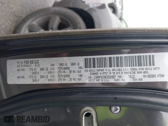 2019 Ram 1500 Tradesman с VIN 1C6RR7KG9KS520387, выставлен на аукционе IAAI как лот 42331062 с пробегом 65 958 миль миль и . История ставок и продаж доступна на DreamBid. Изображение 9.