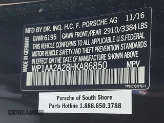 2017 Porsche Cayenne with VIN WP1AA2A28HKA86850, listed as a IAAI auction lot 42085457 with 86,438 mi miles and . Bid and sale history available at DreamBid. Image 9.