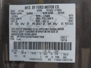 2007 Ford F-150 XL with VIN 1FTPX12V57NA01182, listed as a IAAI auction lot 42124222 with 187,828 mi miles and . Bid and sale history available at DreamBid. Image 9.