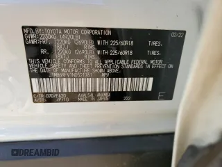 2022 Toyota RAV4 Hybrid XLE Premium with VIN JTMB6RFV1ND521761, listed as a Copart auction lot 54263055 with 46,391 mi miles and Salvage title. Bid and sale history available at DreamBid. Image 14.