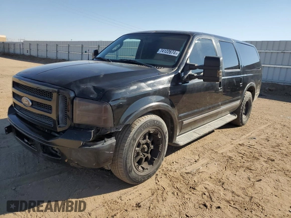 2005 Ford Excursion Limited z VIN 1FMNU42P45ED44643, wystawiony jako Copart lot #74122674 z przebiegiem 343 116 mil mil oraz Czysty tytuł • Clean title. Historia ofert i sprzedaży dostępna na DreamBid. Obrazek 1.
