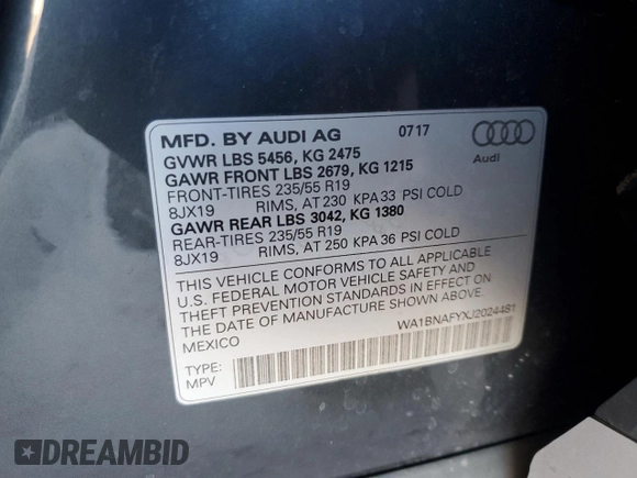 2018 Audi Q5 Premium Plus с VIN WA1BNAFYXJ2024481, выставлен на аукционе Copart как лот 55206565 с пробегом 19 547 миль миль и Списание • Salvage title. История ставок и продаж доступна на DreamBid. Изображение 13.