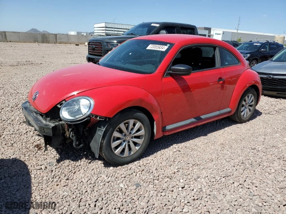2018 Volkswagen Beetle S with VIN 3VWFD7AT9JM720960, listed as a Copart auction lot 72055934 with 75,522 mi miles and Salvage Title. Bid and sale history available at carsss.com. Image 1.