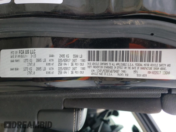 2015 Jeep Cherokee Latitude with VIN 1C4PJMCB8FW679487, listed as a Copart auction lot 51678345 with 139,027 mi miles and Salvage Title. Bid and sale history available at carsss.com. Image 16.