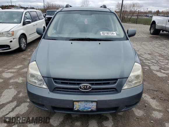 2008 Kia Sedona EX with VIN KNDMB233286246361, listed as a Copart auction lot 80190154 with 191,092 mi miles and Salvage Title. Bid and sale history available at carsss.com. Image 5.