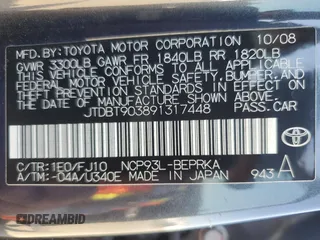 2009 Toyota Yaris z VIN JTDBT903891317448, wystawiony jako Copart lot #56153315 z przebiegiem 209 441 mil mil oraz Szkoda całkowita • Salvage title. Historia ofert i sprzedaży dostępna na DreamBid. Obrazek 12.