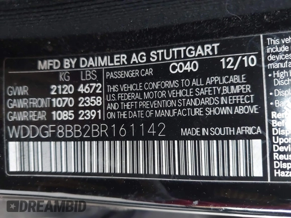 2011 Mercedes-Benz C 300 Sport with VIN WDDGF8BB2BR161142, listed as a IAAI auction lot 42221447 with 138,529 mi miles and . Bid and sale history available at DreamBid. Image 9.