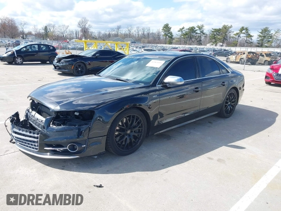 2013 Audi S8 with VIN WAUD2AFD6DN021372, listed as a IAAI auction lot 41983495 with 159,832 mi miles. Bid and sale history available at carsss.com. Image 2.