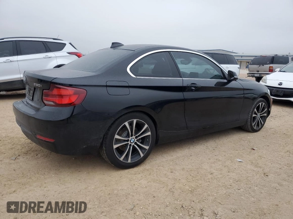 2020 BMW 2 Series 230i with VIN WBA2J1C09L7E60485, listed as a Copart auction lot 44817925 with 53,159 mi miles and Clean Title. Bid and sale history available at carsss.com. Image 3.