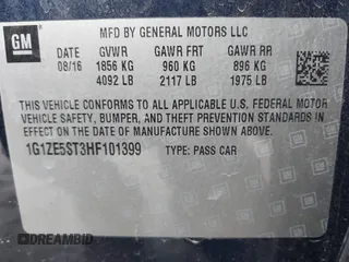 2017 Chevrolet Malibu LT with VIN 1G1ZE5ST3HF101399, listed as a IAAI auction lot 41604370 with 60,757 mi miles and . Bid and sale history available at DreamBid. Image 9.