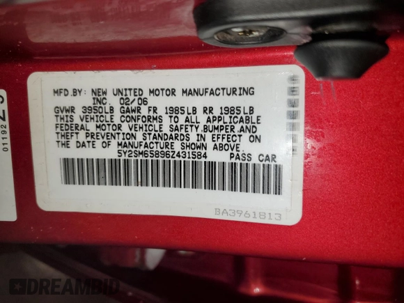 2006 Pontiac Vibe with VIN 5Y2SM65896Z431584, listed as a Copart auction lot 45143035 with 183,095 mi miles and Clean title. Bid and sale history available at DreamBid. Image 12.