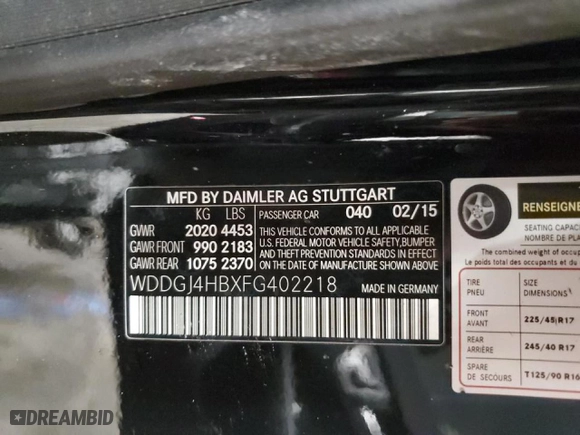 2015 Mercedes-Benz C-Class C 250 with VIN WDDGJ4HBXFG402218, listed as a Copart auction lot 45264425 with 66,481 mi miles and Non Repairable. Bid and sale history available at carsss.com. Image 12.