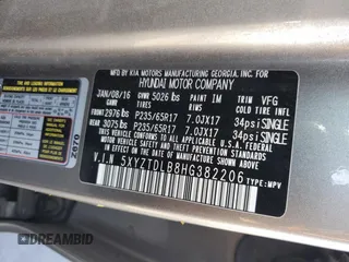2017 Hyundai Santa Fe 2.4L with VIN 5XYZTDLB8HG382206, listed as a Copart auction lot 60691245 with 98,899 mi miles and Salvage title. Bid and sale history available at DreamBid. Image 13.