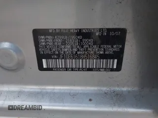2008 Subaru Impreza Sedan (Natl) i with VIN JF1GE61618H516845, listed as a IAAI auction lot 41728854 with 76,530 mi miles. Bid and sale history available at carsss.com. Image 9.