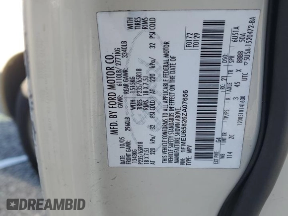 2006 Ford Explorer Limited z VIN 1FMEU65826ZA07656, wystawiony jako Copart lot #42787515 z przebiegiem 262 750 mil mil oraz Szkoda całkowita • Salvage title. Historia ofert i sprzedaży dostępna na DreamBid. Obrazek 13.
